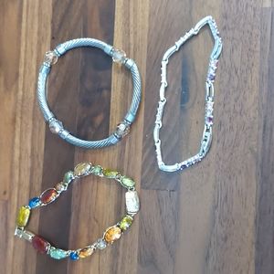 3/$30 Bracelet bundle 3 rhinestones foil gold silver